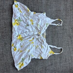 Floral White and Yellow Tank Top